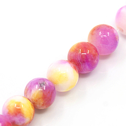 Violet Pekin naturelles perles de jade brins, teint, ronde, violette, 6mm, Trou: 1mm, Environ 62 pcs/chapelet, 16 pouce