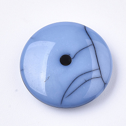 Cornflower Blue Resin Beads, Imitation Turquoise, Flat Round, Cornflower Blue, 19x5mm, Hole: 2mm