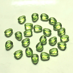 Amarillo de Verde Imitación perlas de cristal austriaco, aaa grado, facetados, lágrima, verde amarillo, 8x6x3.5 mm, agujero: 0.7~0.9 mm