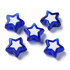 Blue Star Acrylic Beads, Bead in Bead, Blue, 8.5x9x4mm, Hole: 1.8mm, about 2941pcs/500g