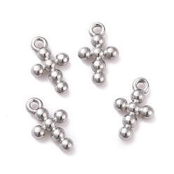 Stainless Steel Color 304 Stainless Steel Charms, Cross, Stainless Steel Color, 12.5x7.5x2mm, Hole: 1.2mm