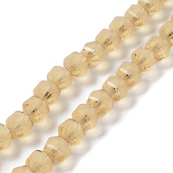 Marron Clair Plaquent verre transparent perles brins, givré, facette, lanterne, bisque, 7x7.8x7.5mm, Trou: 1.5mm, Environ 72 pcs/chapelet, 20.79'' (52.8 cm)