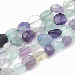 Fluorite Natural Fluorite Beads Strands, Oval, 5~15x4~10x2~6mm, Hole: 1mm, about 40~60pcs/strand, 15.7 inch