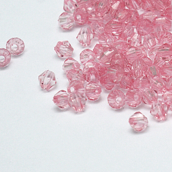 Perlas de Color Rosa Bicone facetas granos de acrílico transparentes, teñido, rosa perla, 6 mm, agujero: 1 mm, Sobre 5800 unidades / 500 g