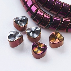 Purple Plated Vacuum Plating Electroplate Non-magnetic Synthetic Hematite Beads Strands, Grade A, Triangle, Purple Plated, 8x8x5mm, Hole: 1mm, about 98pcs/strand, 15.9 inch(40.5cm)
