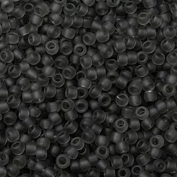 (9BF) Black Diamond Transparent Matte TOHO Round Seed Beads, Japanese Seed Beads, (9BF) Black Diamond Transparent Matte, 8/0, 3mm, Hole: 1mm, about 1110pcs/50g