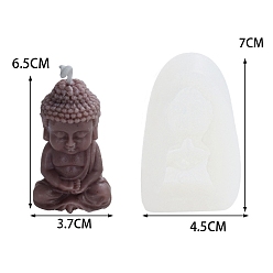 White DIY Silicone Candle Molds, Resin Casting Molds, For UV Resin, Epoxy Resin Jewelry Making, Buddha Statue, White, 7x4.5cm