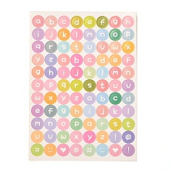 Colorful Scrapbooking Round with Lowercase Letter Self Adhesive Stickers, for Diary, Album, Notebook, DIY Arts and Crafts, Colorful, 14x10x0.01cm, Tags: 10mm, 88pcs/sheet