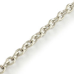 Platinum Iron Cable Chains, Unwelded, with Spool, Oval, Platinum, 4x3x0.8mm, about 328.08 Feet(100m)/roll