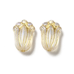 Gold Transparent Acrylic Beads, Golden Metal Enlaced, Flower, Gold, 12x8x5mm, Hole: 1.2mm, about 2020pcs/500g