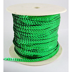 Verde Rollos de cadena de lentejuelas / paillette de plástico, color de ab, verde, 6 mm