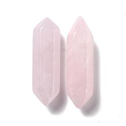 Розовый Кварц Граненые бусины из натурального розового кварца, лечебные камни, палочка для медитативной терапии, уравновешивающая энергию рейки, точка с двойным окончанием, для проволоки, свернутой подвесками решений, нет отверстий / незавершенного, 30~32x9x9 мм