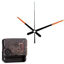 Noir Mécanisme de mouvement d'horloge à arbre long en plastique, avec pointeur en aluminium, noir, 56x56x16mm, pin: 12x6 mm