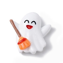 Ghost Кабошоны из непрозрачной смолы на Хэллоуин, белые, призрак, 27x26.5x9 мм