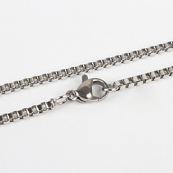 Stainless Steel Color 304 Stainless Steel Box Chain Necklace Making, with Lobster Claw Clasps, Stainless Steel Color, 19.7 inch(50cm)