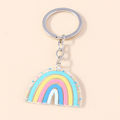 Разноцветный Акриловый брелок с подвеской в виде радуги, железный брелок для ключей, красочный, 8 см