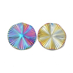 Rainbow Color Placage ionique (ip) 304 pendentifs en acier inoxydable, charme plat rond, couleur arc en ciel, 32x1mm, Trou: 1.5mm
