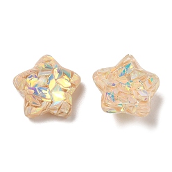 Bisque Transparent Epoxy Resin Cabochons, with PVC Sequins, Star, Bisque, 16x16x8.5mm