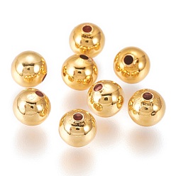 Golden Brass Beads, Long-Lasting Plated, Round, Golden, 6mm, Hole: 1.4mm
