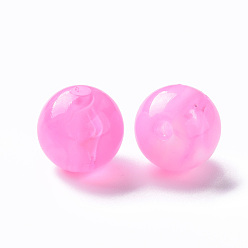 Бледно-Розовый Акриловые бусины, имитация драгоценных камней, круглые, розовый жемчуг, 12 мм, отверстие : 2 мм, Около 560 шт / 500 г