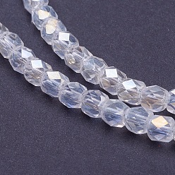 Clear AB Electroplate Glass Beads Strands, AB Color Plated, Faceted, Cube, Clear AB, 4x4x4mm, Hole: 1mm, about 100pcs/strand, 15.7 inch