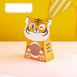 Tigre Boîtes en forme d'animaux en papier, avec fenêtre transparente, boîte d'emballage de bonbons biscuits cadeaux, tigre, 5.2x10.4x15.5 cm