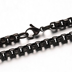 Черный Цвет Металла 304 из нержавеющей стали коробки цепи ожерелья, с омаром застежками, металлический черный , 31.5 дюйм (80 см)
