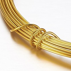 Золотистый Круглая алюминиевая проволока, гибкая металлическая проволока, для поделок и поделок, золотые, 15 датчик, 1.5 мм, 5 м / рулон (16.4 фут / рулон)