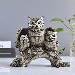 Dark Khaki Resin Owl Figurines, for Home Office Desktop Decoration, Dark Khaki, 195x80x165mm