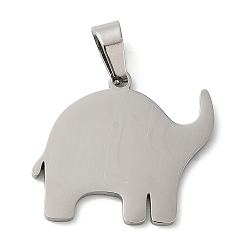 Stainless Steel Color 304 Stainless Steel Pendants, Stamping Blank Tag, Elephant Charm, Stainless Steel Color, 22x25x1mm, Hole: 6.5x4mm