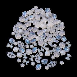 Blanc Fumé Kit de recherche de fabrication de bijoux de bricolage, y compris des breloques et des perles en acrylique transparent, couleur ab , formes mixtes, fumée blanche, 12~20x12~30x4~10mm, Trou: 1.4~2mm, environ714 pcs / 500 g