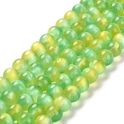 Green Yellow Natural Selenite Beads Strands, Grade A, Dyed, Round, Green Yellow, 8mm, Hole: 0.8mm, about 51~52pcs/strand, 15.16~15.35''(38.5~39cm)