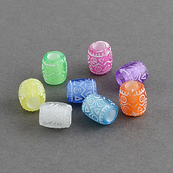 Mixed Color Transparent Acrylic European Beads, Barrel, Large Hole Beads, Mixed Color, 9x8mm, Hole: 4mm, about 1680pcs/500g