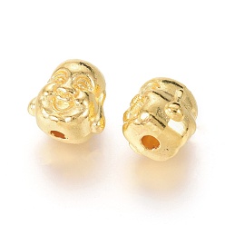 Golden Tibetan Style Alloy Beads, Cadmium Free & Lead Free, Buddha, Golden, 10x10x9mm, Hole: 2mm