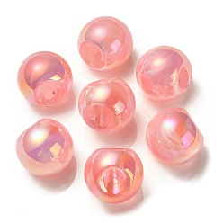 Saumon Placage uv perles acryliques irisées arc-en-ciel, ronde, Saumon, 18.5mm, Trou: 4mm