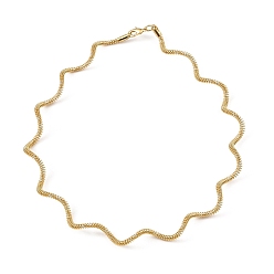 Chapado en Oro Real de 14K Collares gargantilla de latón, collar minimalista con giro ondulado, real 14 k chapado en oro, 16-3/8 pulgada (41.5 cm)
