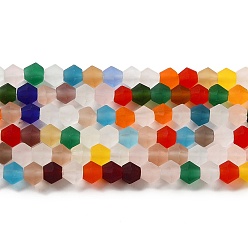 Colorido Imitar hebras de cuentas de vidrio esmerilado de cristal austriaco, aa grado, bicono facetados, colorido, 3.5x3 mm, agujero: 0.7 mm, sobre 162~185 unidades / cadena, 13.15~14.61 pulgada (33.4~37.1 cm)