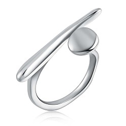 Платина Кольцо-манжета из стерлингового серебра с родиевым покрытием для женщин, открытая манжета для ногтей, платина, размер США 925 6 (1/2 мм)