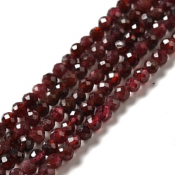 Garnet Natural Garnet Beads Strands, Faceted, Round, 3~3.5mm, Hole: 0.6mm, about 140pcs/strand, 15.35''(39cm)
