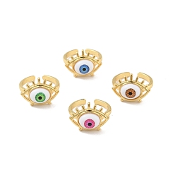 (52) Непрозрачная лаванда Акриловое кольцо-манжета с конским глазом, настоящие позолоченные украшения из латуни для женщин, без кадмия и без свинца, разноцветные, размер США 18 (7 мм)