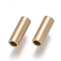 Golden Ion Plating(IP) 304 Stainless Steel Tube Beads, Golden, 8x3mm, Hole: 2mm