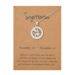 Sagittarius Alloy Constellation Pendant Necklaces, Platinum, Sagittarius, 17.13 inch(43.5cm)