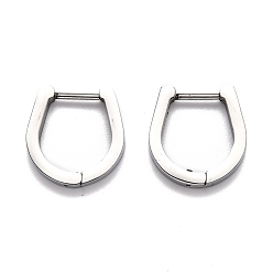 Stainless Steel Color 304 Stainless Steel Huggie Hoop Earrings, Horse Shoe, Stainless Steel Color, 15x14.5x3mm, Pin: 1mm