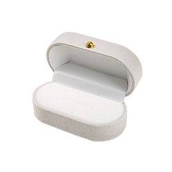 Gris Clair Boîtes à bijoux à anneau unique en velours, étui de rangement pour alliances, ovale, gris clair, 7x4x3 cm