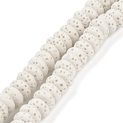 Blanc Brins de perles teintes en pierre de lave naturelle, rondelle, blanc, 6x3mm, Trou: 1.2mm, Environ 58 pcs/chapelet, 7.87 pouce (20 cm)