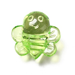 Jaune Vert Perles acryliques transparentes, abeilles, jaune vert, 25.5x25x12.5mm, Trou: 2.5mm, environ160 pcs / 500 g