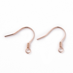 Rose Gold 925 Sterling Silver Earring Hooks, with Horizontal Loops, Rose Gold, 15.5x15.4mm, 22 Gauge(0.6mm), Hole: 1.5mm