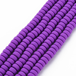 Púrpura Hechos a mano de los granos de la arcilla del polímero hebras, para suministros de manualidades de joyería diy, plano y redondo, púrpura, 6~7x3 mm, agujero: 1.5 mm, sobre 113~116 unidades / cadena, 15.55 pulgada ~ 16.14 pulgada (39.5~41 cm)