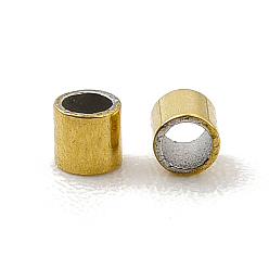 Chapado en Oro Real 18K Revestimiento iónico (ip) 304 perlas de acero inoxidable, columna, real 18 k chapado en oro, 2x2 mm, agujero: 1.6 mm