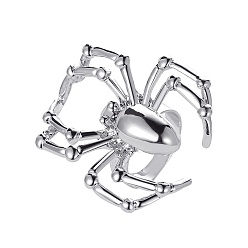 Платина Регулируемое кольцо из сплава паука для хэллоуина, платина, внутренний диаметр: 17.5~21 мм